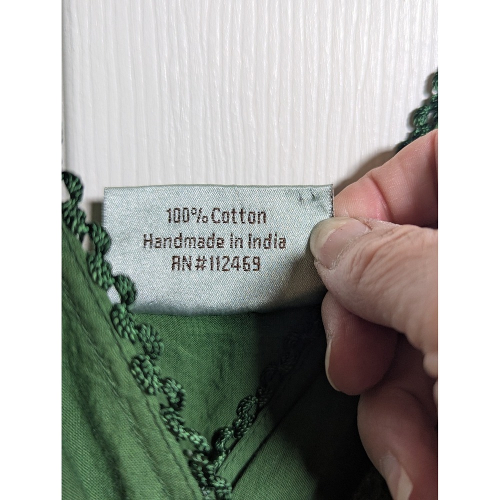 HolyClothing Green Cotton Lace Tiered Maxi Dress Smocked Waist Renaissance 2X - Picture 7 of 12